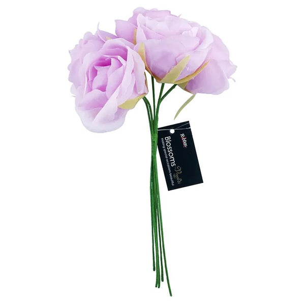5 Heads Poly Rose Flowers Bunch (available in 3 colours)